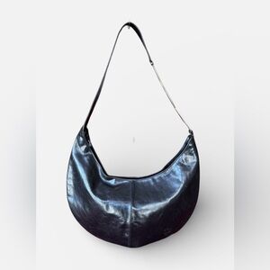 MCM Black Leather & Gold Hardware Hobo Bag